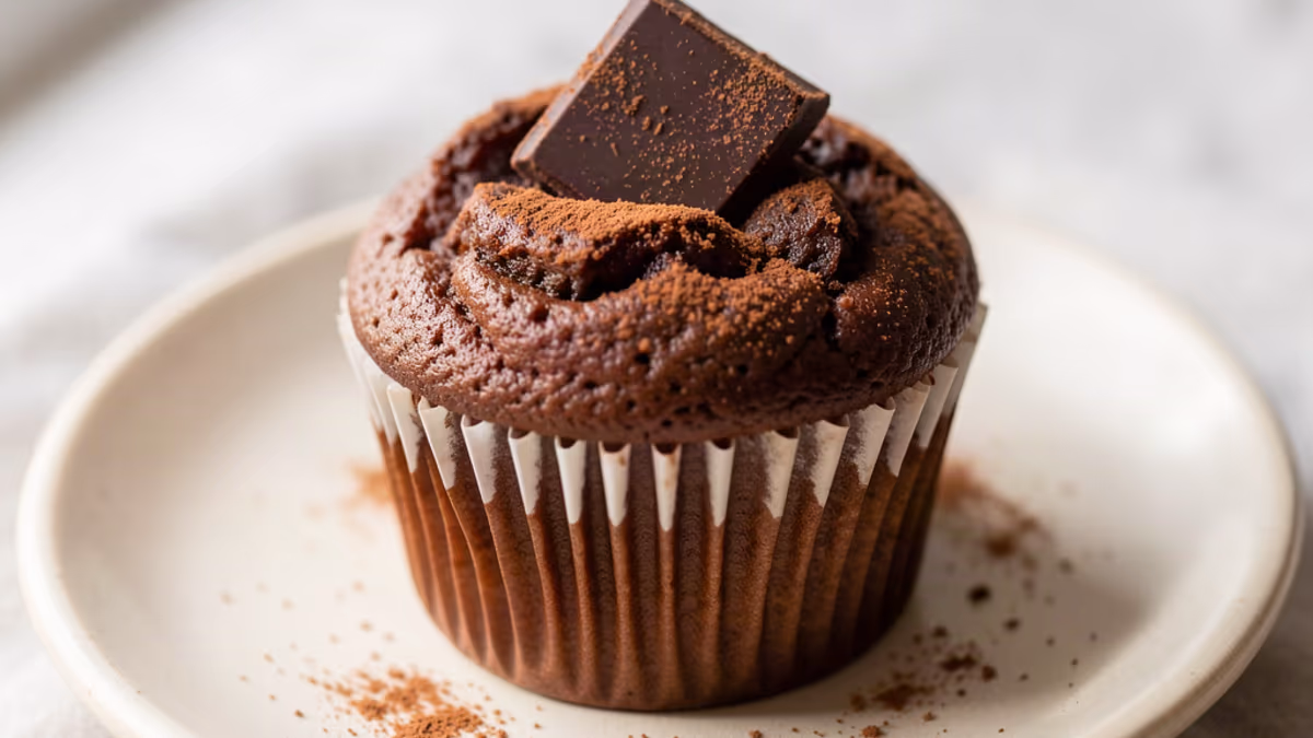 AI-genereret illustration af chokolade muffins med rigtig chokolade